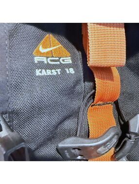 Vintage 90s Nike ACG Karst 18 Hiking Canvas Backpack Orange Black